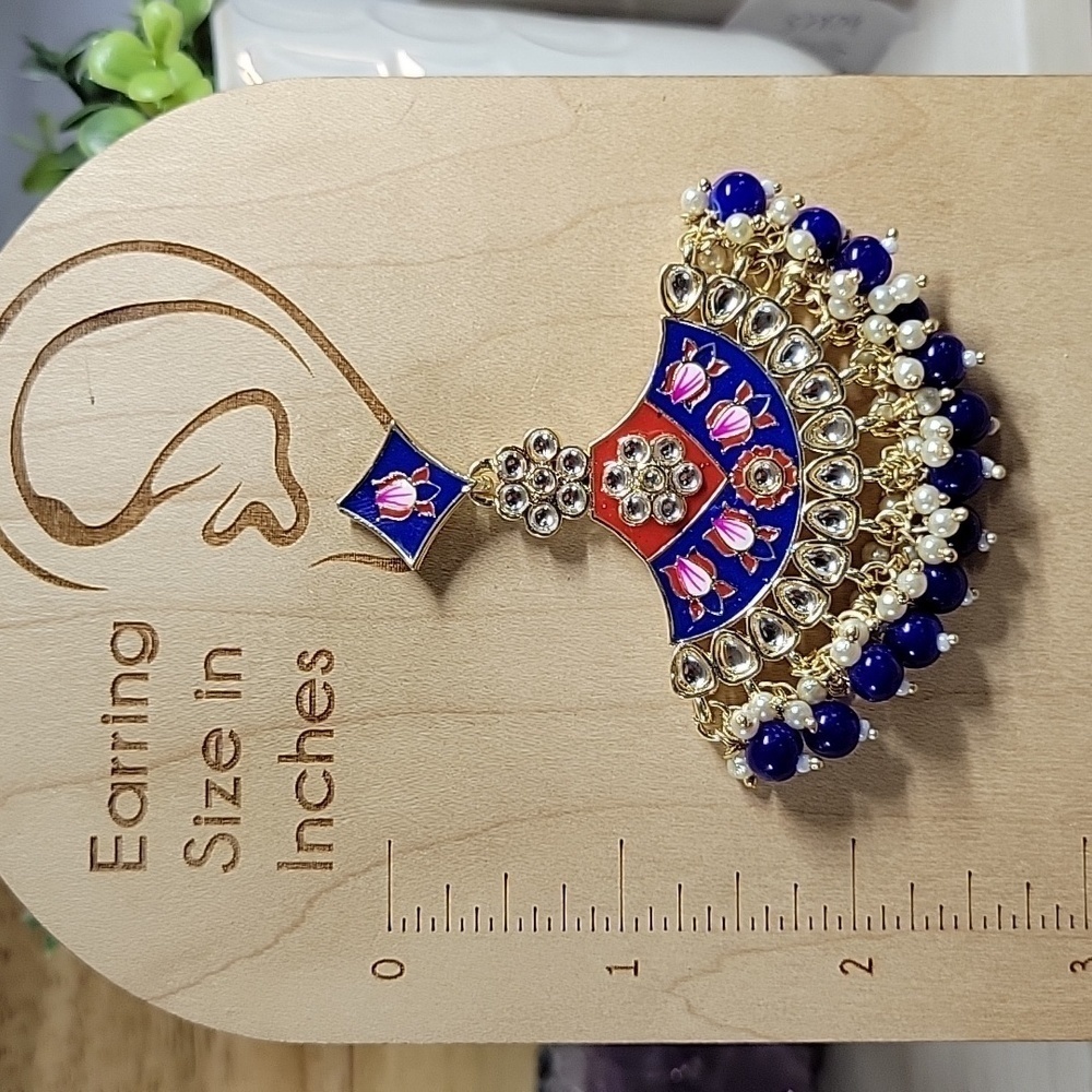 🔥LAST PAIR🔥 Jhumka Bead Embellished Luxury Chandelier Earrings - Picture 3 of 8